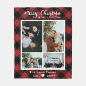 Couverture Polaire Russe Rouge noir Buffle Joyeux Noël Photo (Devant)