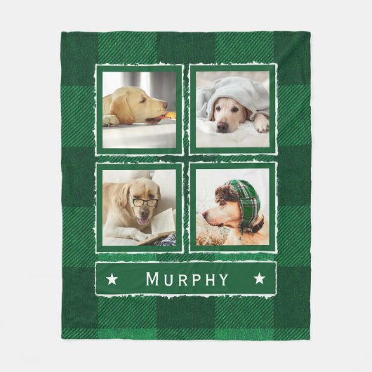 Couverture Polaire Russe Vert Denim Buffalo Plaid 4 Photo Chien Grand (Devant)