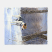 Couverture Polaire Russell Terrier Laisser neiger Noël (Devant (Horizontal))