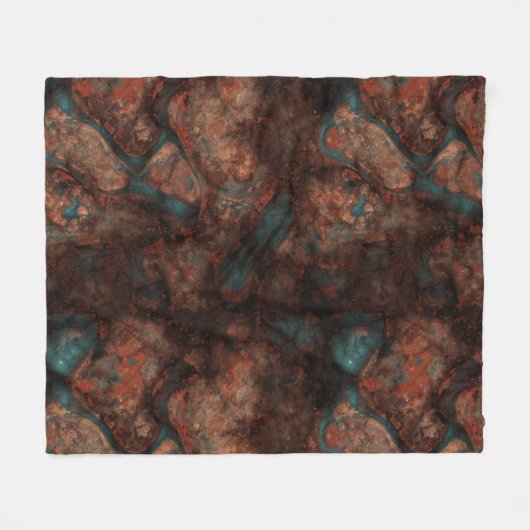 Couverture Polaire Rust et Pierre Turquoise Abstrait (Devant (Horizontal))