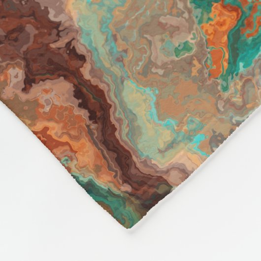Couverture Polaire Rust et Turquoise Abstrait (Coin)