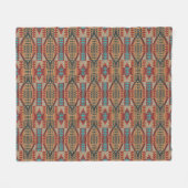 Couverture Polaire Rust Orange Brown Turquoise Turquoise Blue Tribal  (Devant (Horizontal))