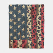 Couverture Polaire Rustic American Flag Leopard Print (1) (Devant)