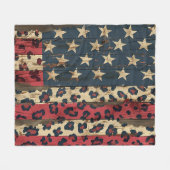 Couverture Polaire Rustic American Flag Leopard Print (1) (Devant (Horizontal))
