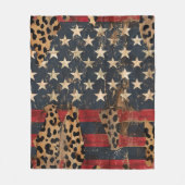 Couverture Polaire Rustic American Flag Leopard Print (3) (Devant)