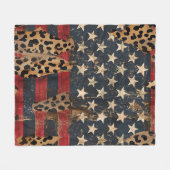 Couverture Polaire Rustic American Flag Leopard Print (3) (Devant (Horizontal))