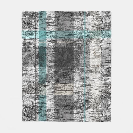Couverture Polaire Rustic Birch Plaid Imprimer Turquoise Vert Gris Bl (Devant)