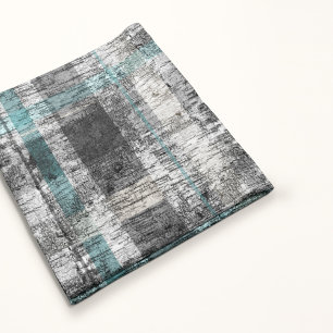 Couverture Polaire Rustic Birch Plaid Imprimer Turquoise Vert Gris Bl