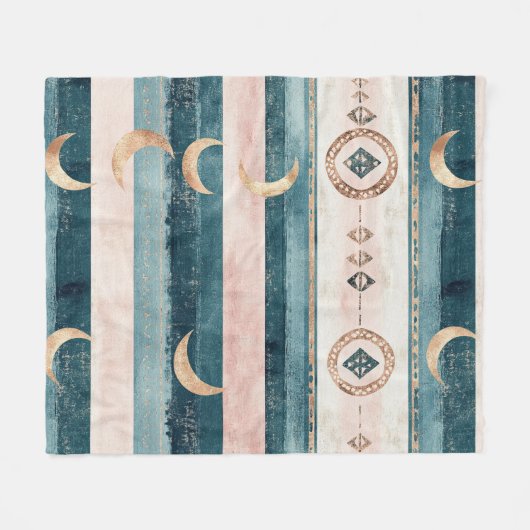 Couverture Polaire Rustic Celestial Stripe Moon Sun Earthy (10) (Devant (Horizontal))
