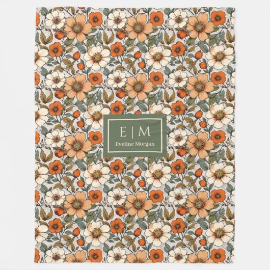 Couverture Polaire Rustic Copper Sage Olive Fall Floral Aesthetic (Devant)