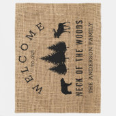 Couverture Polaire Rustic Cosy Cabine Bienvenue Nom de famille (Devant)