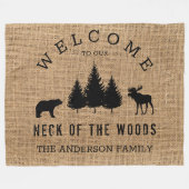 Couverture Polaire Rustic Cosy Cabine Bienvenue Nom de famille (Devant (Horizontal))