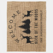 Couverture Polaire Rustic Cosy Cabine Bienvenue Nom de famille Fleece (Devant)