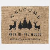 Couverture Polaire Rustic Cosy Cabine Bienvenue Nom de famille Fleece (Devant (Horizontal))