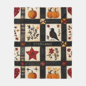 Couverture Polaire Rustic Fall Quilt Motif | Patchwork agricole (Devant)