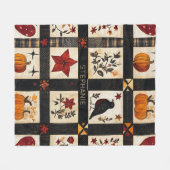 Couverture Polaire Rustic Fall Quilt Motif | Patchwork agricole (Devant (Horizontal))