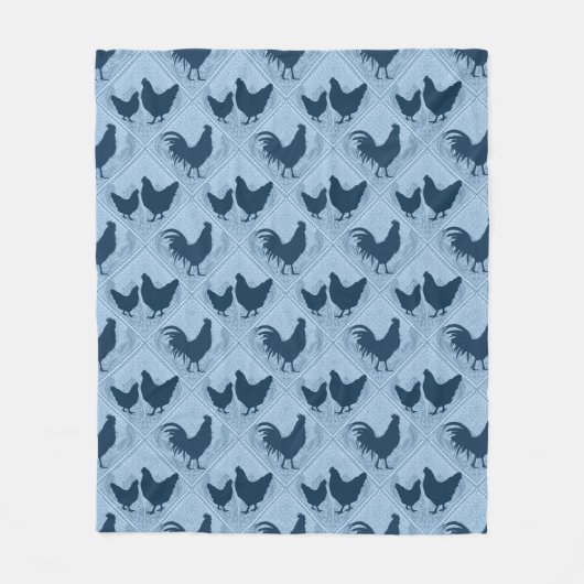 Couverture Polaire Rustic Farmhouse Hen Pattern – In Blue (Devant)