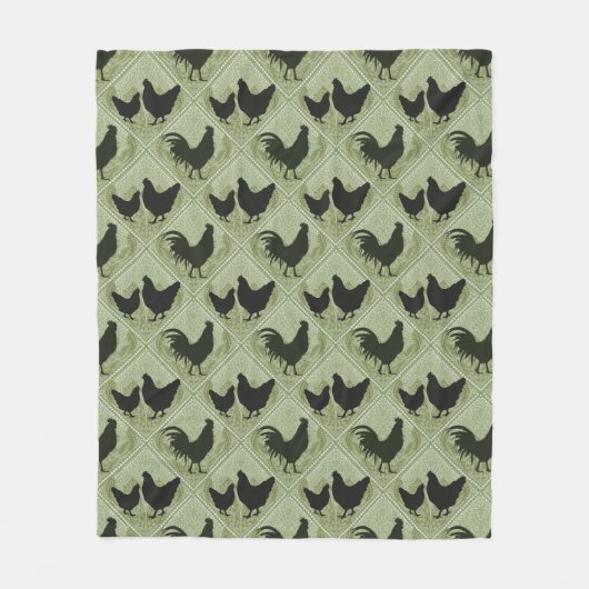 Couverture Polaire Rustic Farmhouse Hen Pattern – In Green (Devant)
