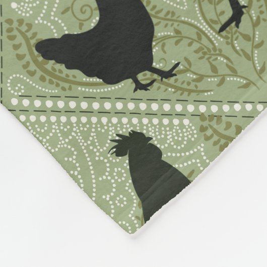 Couverture Polaire Rustic Farmhouse Hen Pattern – In Green (Coin)