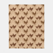 Couverture Polaire Rustic Farmhouse Hen Pattern – In Warm Brown (Devant)