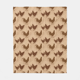 Couverture Polaire Rustic Farmhouse Hen Pattern – In Warm Brown