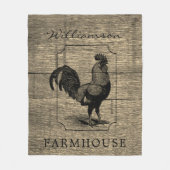 Couverture Polaire Rustic Farmhouse Rooster Grange Bois Nom de famill (Devant)