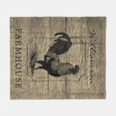 Couverture Polaire Rustic Farmhouse Rooster Grange Bois Nom de famill (Devant (Horizontal))