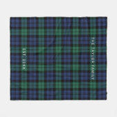 Couverture Polaire Rustic Green Blue Black Watch Plaid Nom de famille (Devant (Horizontal))