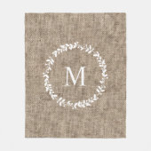 Couverture Polaire Rustic Laurel Wreath Farmhouse Style Monogramme (Devant)
