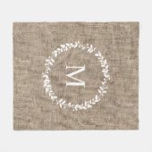 Couverture Polaire Rustic Laurel Wreath Farmhouse Style Monogramme (Devant (Horizontal))