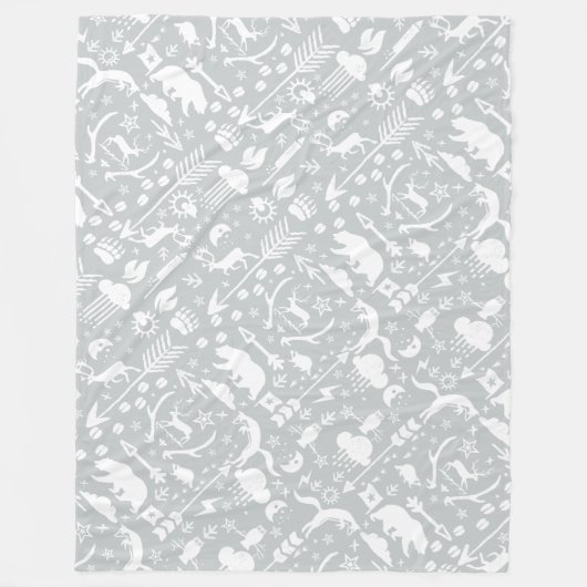 Couverture Polaire Rustic Owl Bear Deer Fox Woodland Créature Motif (Devant)