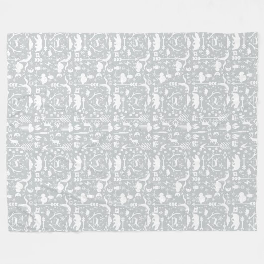 Couverture Polaire Rustic Owl Bear Deer Fox Woodland Créature Motif (Devant (Horizontal))