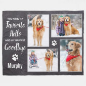 Couverture Polaire Rustic Pet Dog Memorial Keepsaké Photo Collage (Devant (Horizontal))