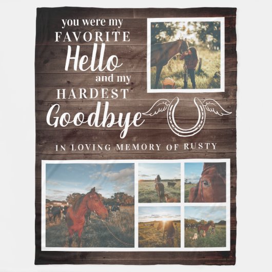 Couverture Polaire Rustic Pet Horse Personnalisé Photo Memorial (Devant)