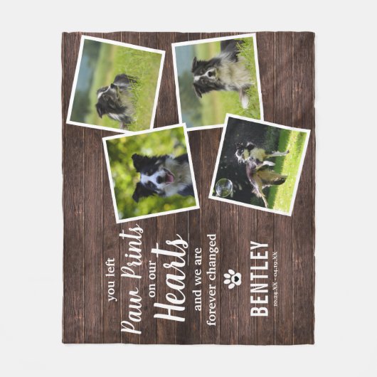 Couverture Polaire Rustic Pet Memorial Photo Collage Keepsaké (Devant)
