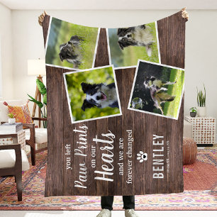 Couverture Polaire Rustic Pet Memorial Photo Collage Keepsaké