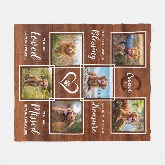 Couverture Polaire Rustic Pet Memorial Unique Photo Collage (Devant (Horizontal))