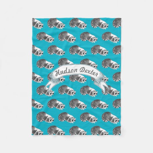 Couverture Polaire Rustic Raccoon Folk Art Motif Fleece (Devant)