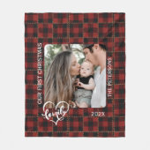 Couverture Polaire Rustic Red Buffalo Plaid First Christmas Family (Devant)