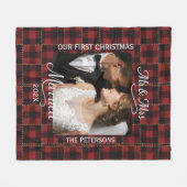 Couverture Polaire Rustic Red Buffalo Plaid First Christmas Married  (Devant (Horizontal))