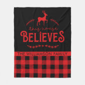 Couverture Polaire Rustic Red et Black Buffalo Check Nom de famille (Devant)