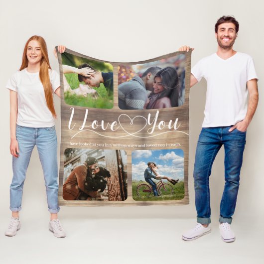 Couverture Polaire Rustic Spring Love Couples Collage photo (En situation)