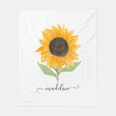 Couverture Polaire Rustic Sunflower Personalized Name Script (Devant)