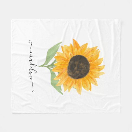 Couverture Polaire Rustic Sunflower Personalized Name Script (Devant (Horizontal))
