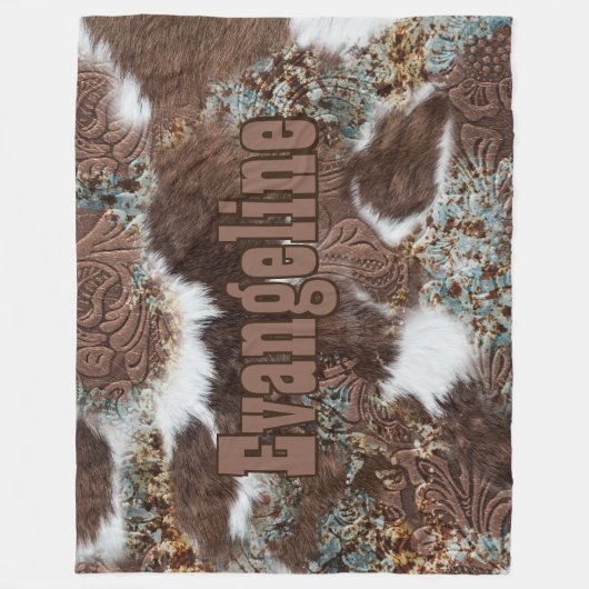 Couverture Polaire Rustic Western Pays Cowboy Nom (Devant)