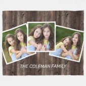 Couverture Polaire Rustic Wood 3 Photo Nom de famille (Devant (Horizontal))