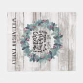 Couverture Polaire Rustic Wood Christmas Wreath Nom de famille (Devant (Horizontal))