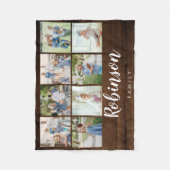 Couverture Polaire Rustic Wood Family Monogramme 8 Photo Collage (Devant)