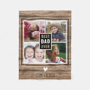 Couverture Polaire Rustic Wood Meilleur père Jamais 4 Collage de phot
