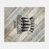 Couverture Polaire Rustic Wood Personnalisé Famille Cabine Nom Est (Devant (Horizontal))